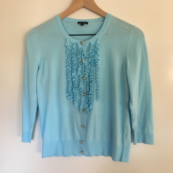 Talbots | Blue Ruffle Button Cardigan | Size M - Picture 2 of 6